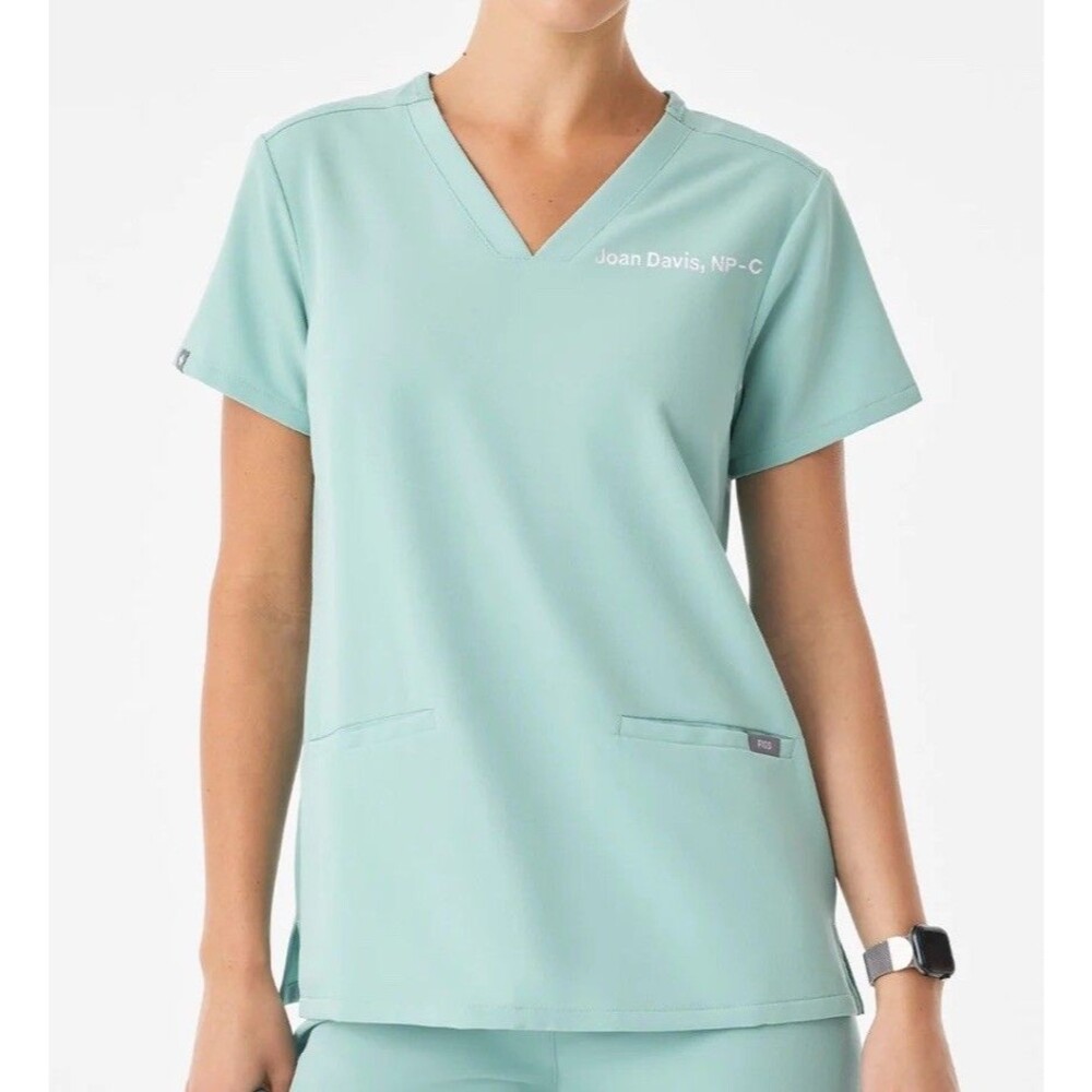 FIGS Women’s Casma Scrub Top Seaglass Green Size XXL V Neck 3 Pocket FW1100